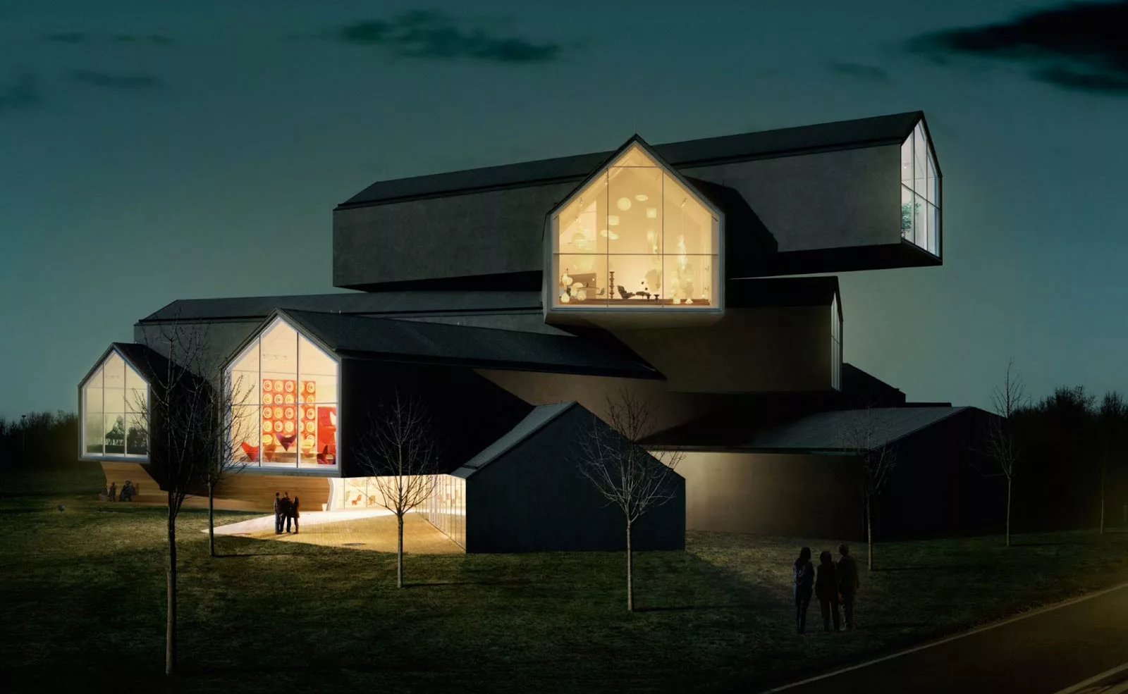 新品vitra Design museum  VITRA Hill House vitra-haus-by-night.webp